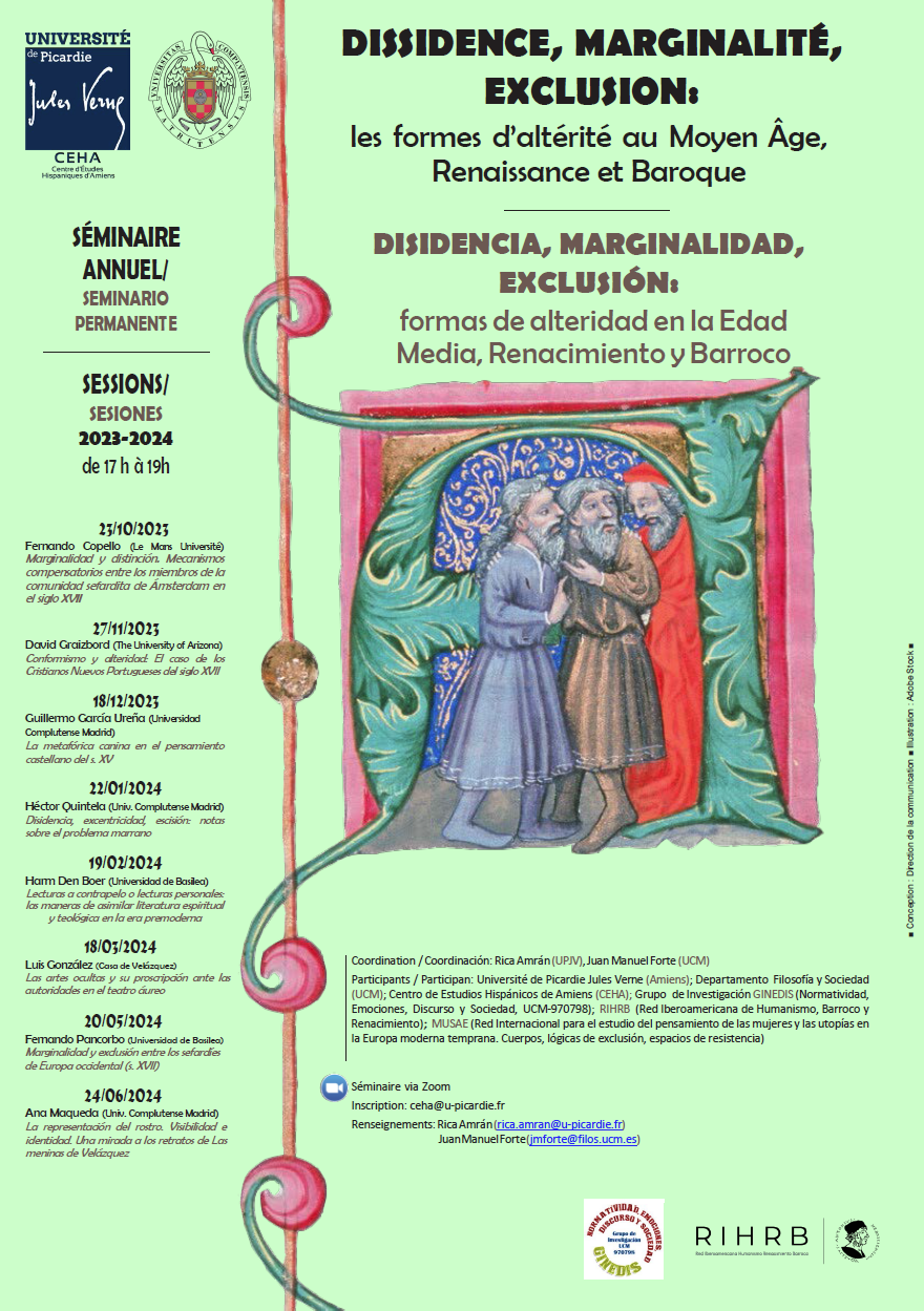 Seminario permanente 'Disidencia, marginalidad, exclusión: formas de alteridad en la Edad Media, Renacimiento y Barroco' / 2023-2024